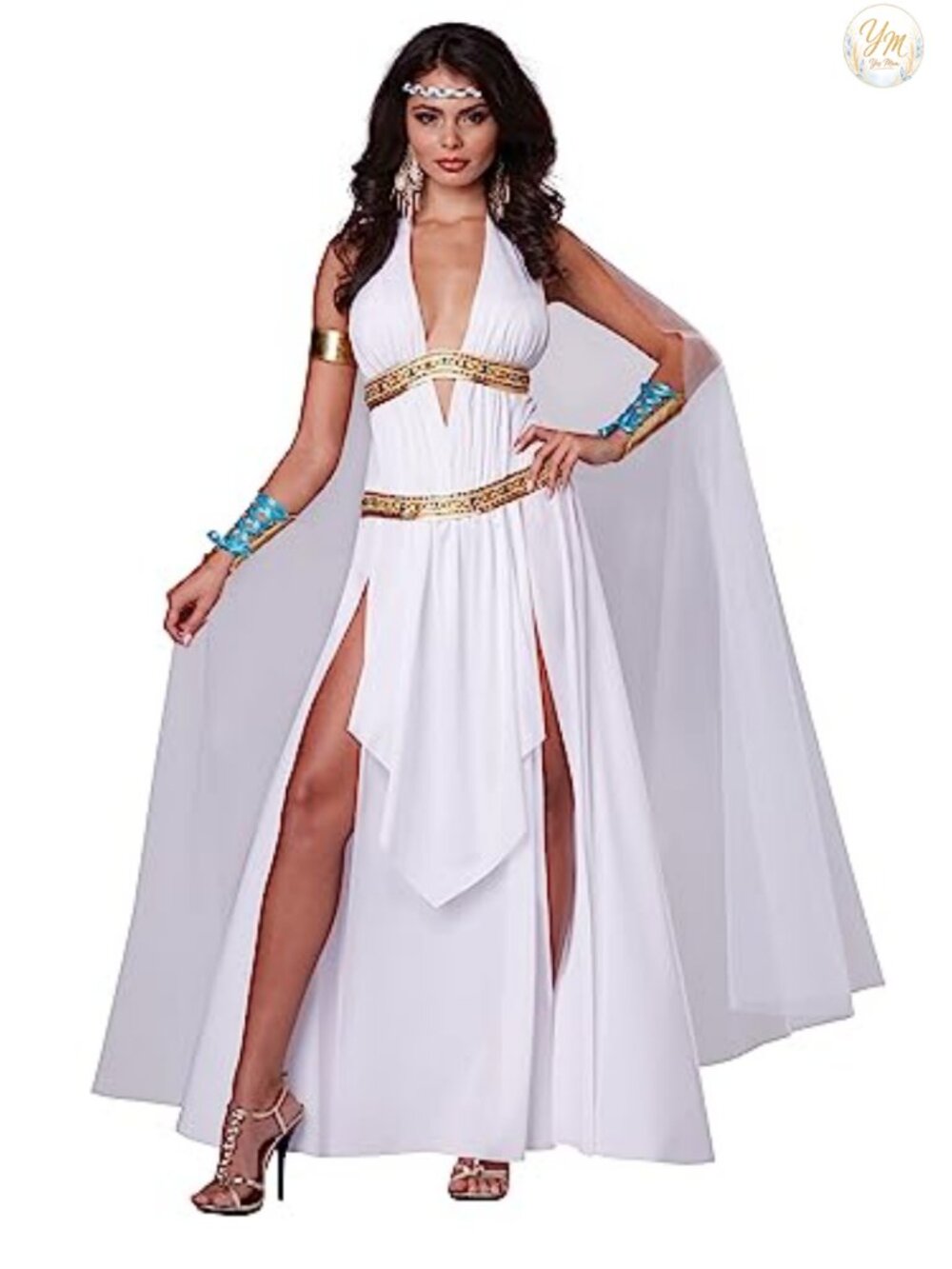 Glorious Goddess Long Gown Costume Knit Wrist Cuffs Adult